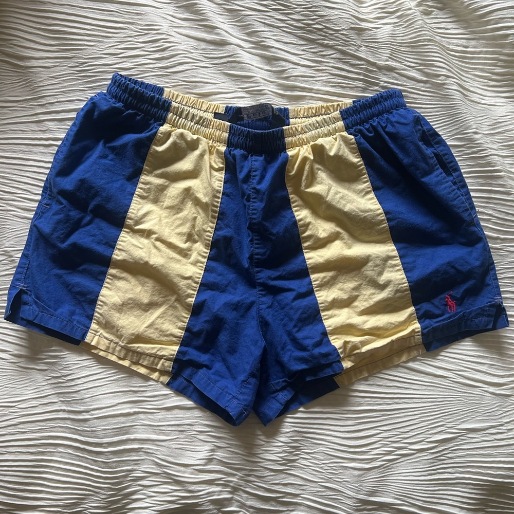 Vintage Ralph Lauren Blue and Yellow Swim Trunks